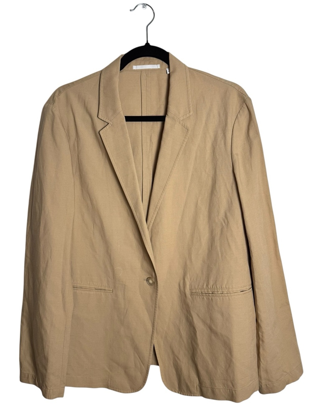 Uniqlo Linen Blend Single Button Blazer Jacket Camel Beige